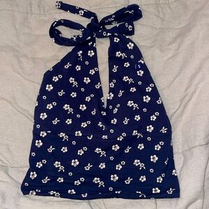 Hollister Navy Floral Halter Top